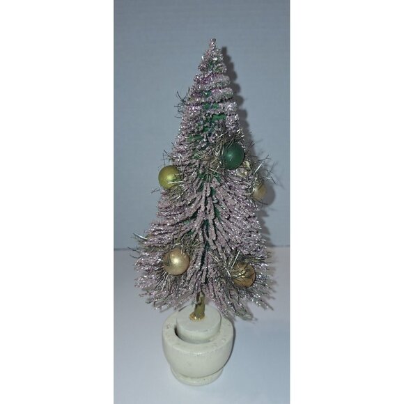 vintage 10 inch pink glitter bottle brush tree mercury ornaments - Picture 3 of 16